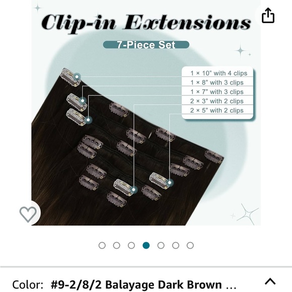 Remy human hair Balayage Clip in Hair exts. 16 inch Dark Brown to Light Brown - Picture 5 of 14